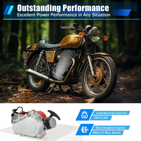 Miumaeov 49cc Pull-Start 2-Stroke Engine&Transmission for Atv Pocket Mini Bike Scooter
