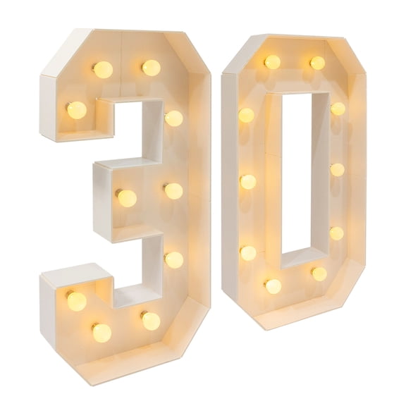 Miumaeov 4FT Marquee Numbers 30, Large Light Up Numbers with Warm LED, 39 Inch Tall Lighted Numbers for 50th Birthday Anniversary Party