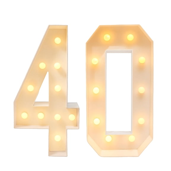 Miumaeov 4FT Marquee Numbers 40, Large Light Up Numbers with Warm LED, 39 Inch Tall Lighted Numbers for 50th Birthday Anniversary Party