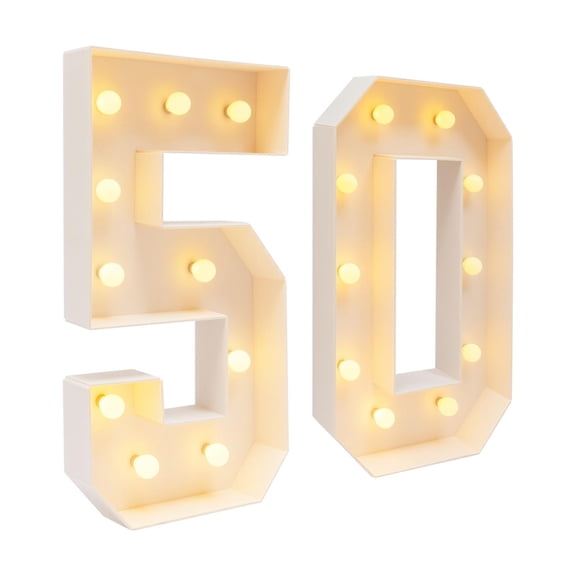 Miumaeov 4FT Marquee Numbers 50, Large Light Up Numbers with Warm LED, 39 Inch Tall Lighted Numbers for 50th Birthday Anniversary Party