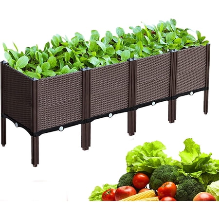 Miumaeov 4Pcs Raised Garden Bed Elevated Planter Box Vegetable Flower Herb Growing Tool
