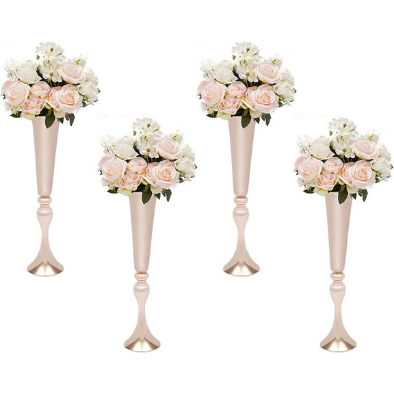 Miumaeov 4packs Wedding Backdrop Decor Flower Vase Artificial Flower Gold Centerpiece
