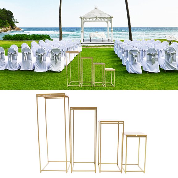 Miumaeov 4pcs Wedding Flower Display Rack Metal Floor Stand Luxury Floor Column Wedding Centerpieces Backdrop Decoration