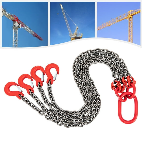 Miumaeov 5/16" 4-Legs Lifting Chain Sling G80 Lifting Chain with Grab Hooks Tagged 5Ton/ 11023.11lbs