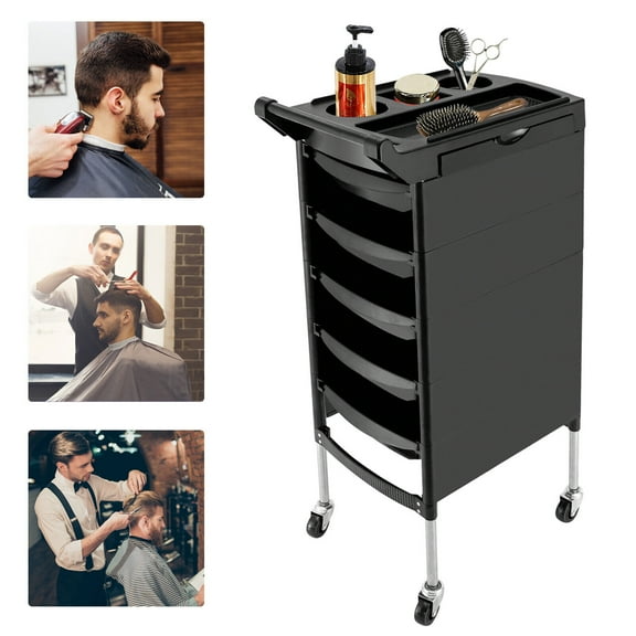 Miumaeov 5 Drawers Salon Trolley Cart Hair Storage Organizer Portable Barber Station