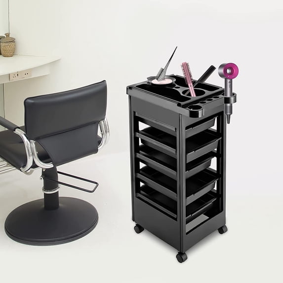 Miumaeov 5 Drawers Trolley Cart Beauty Salon Rolling Trolley Shelf Cart with Wheels Mobile Salon Spa Service Tray for Hair Stylist Hairdresser Beauty Tattoo