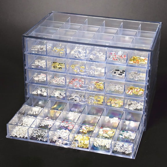 Miumaeov 5 Layers 120 Grids Transparent Nail Art Supplies Storage Box Rhinestone Gems Bead Display Organizer Case