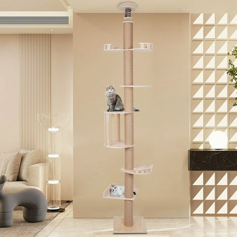 Miumaeov 5-Tier Cat Tower with Adjustable Height Ceiling-Mounted