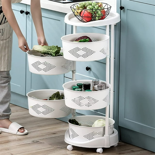 Miumaeov 5 Tier Storage Rack, MultiLayer Rotating Vegetable Rack Floor
