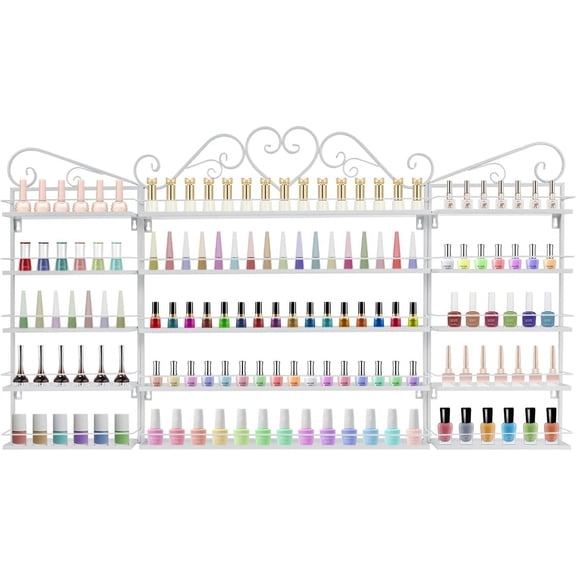 Miumaeov 5 Tiers Nail Polish Storage Rack, Wall-Mounted Heart Cosmetic Display Rack with 22Lbs Capacity, Lipstick Perfume Wall Shelf, for Cosmetics Store, Nail Salon
