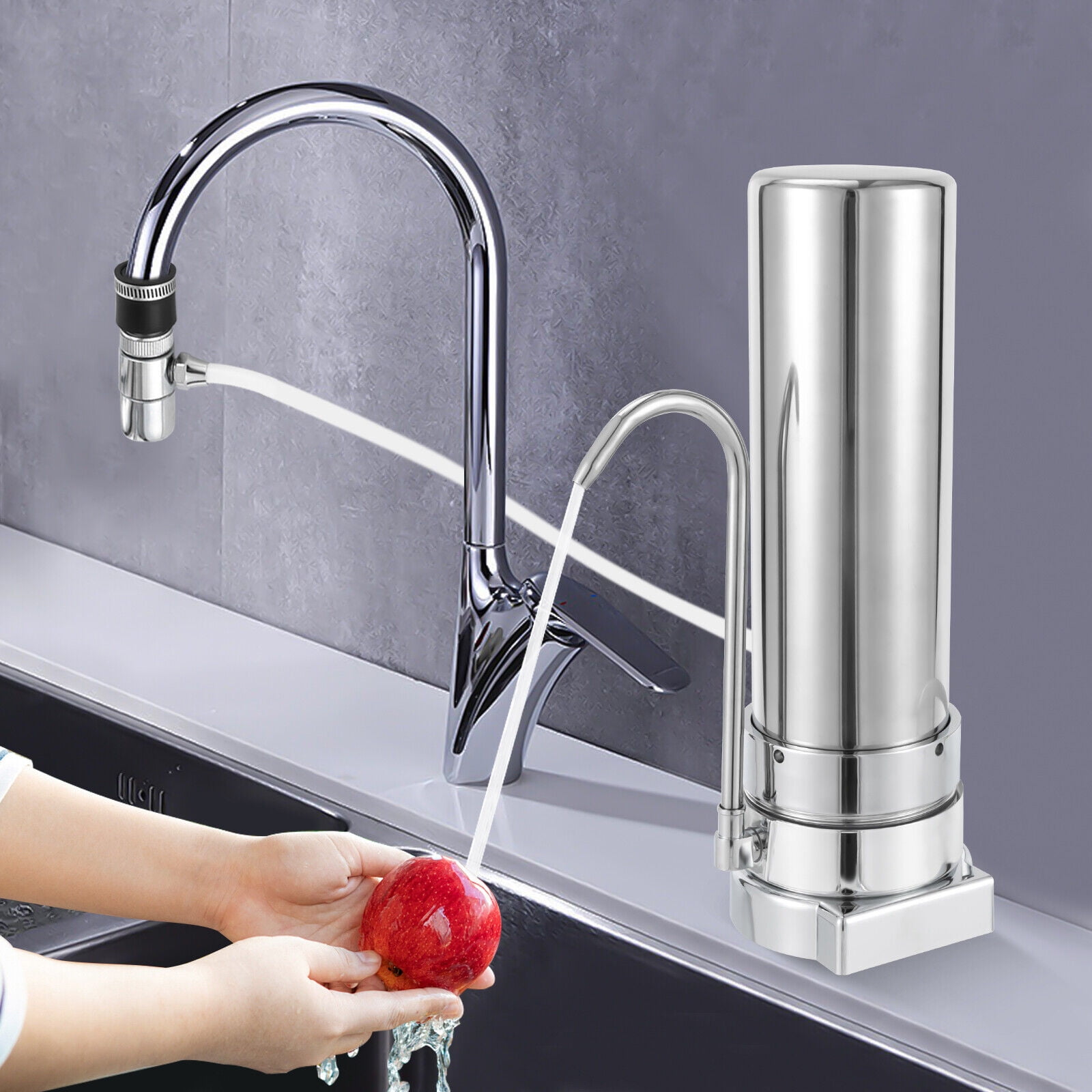 Miumaeov 5m Countertop Filtration System Stainless Steel Alkaline Water Filter 0.8L/Min