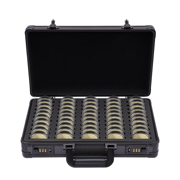 Miumaeov 50 Compartments Coin Slab Storage Holder Box CoinStorage Display Case Collector With Handle