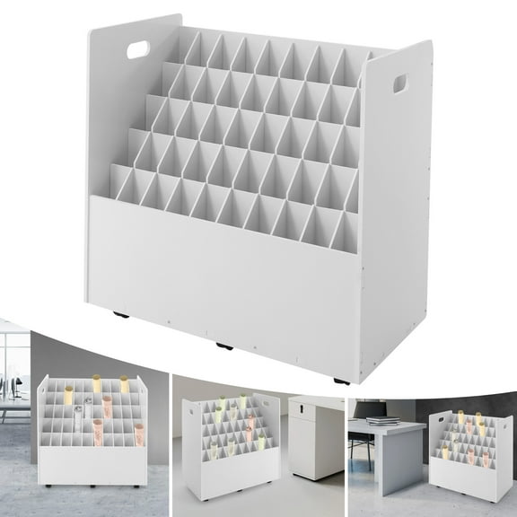 Miumaeov 50-Slots Roll File Holder Architectural Plan Storage Organizer Movable Roll Cart