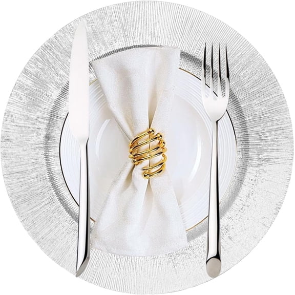 Miumaeov 50PCS Clear Charger Plates Bulk,12.99Inch Stackable Plastic Round Dinner Plate,Decorative Charger Service for Home Birthday Wedding Party Events Table Decor