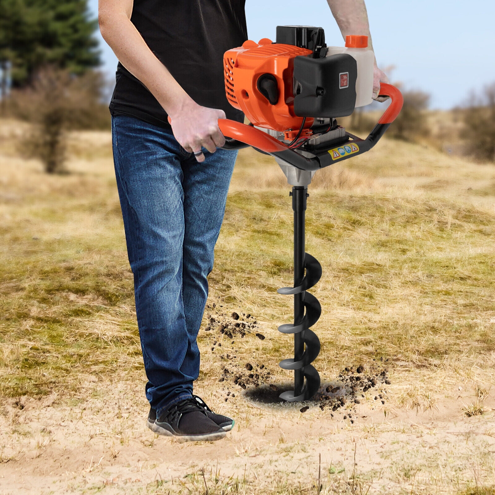 Gas powered outlet post digger