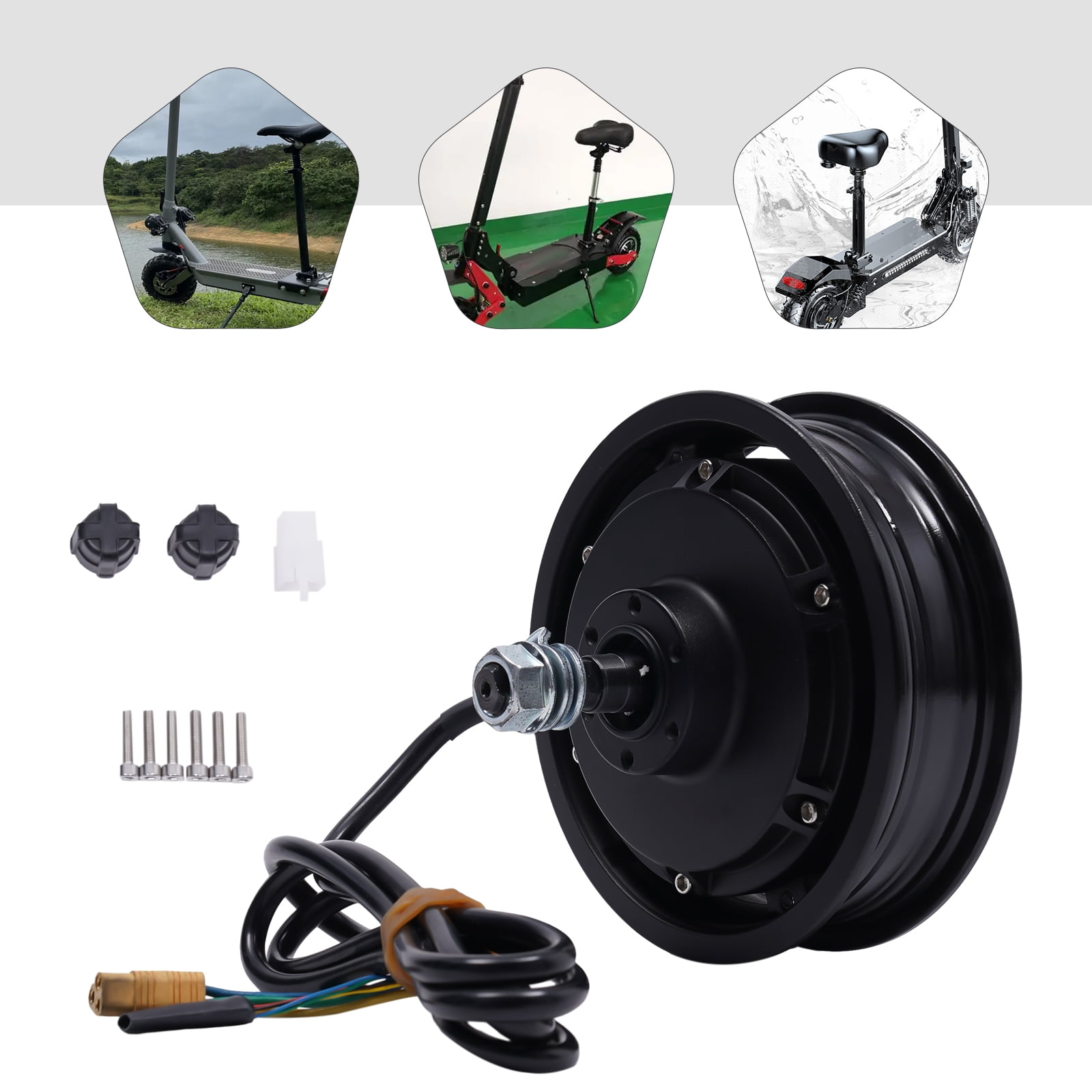 Miumaeov 52V Brushless Motor 1000W 10" Electric Motor Electric Scooter Hub Brushless Motor for Electric Scooter Front/Rear Drive