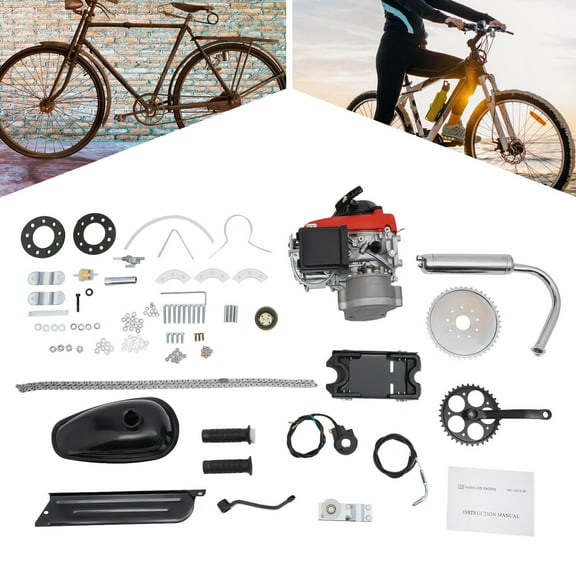 Miumaeov 53CC 4-Stroke Gas Petrol Bike Engine Motor Kit Air-Cooled Engine Motorized Bicycle Conversion Kit Chain Drive Scooter