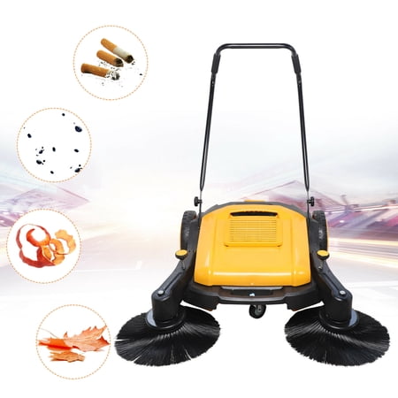 Miumaeov 55L 41"Width Hand Push Sweeper Walk-Behind Pavement Street Sweeping Tool Cleaner