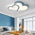 thumbnail image 1 of Miumaeov 55cm Double Heart Modern Ceiling Light with Remote Control LED 3 Color Dimming Bedroom Study Ceiling Lamp 110V (Blue), 1 of 9