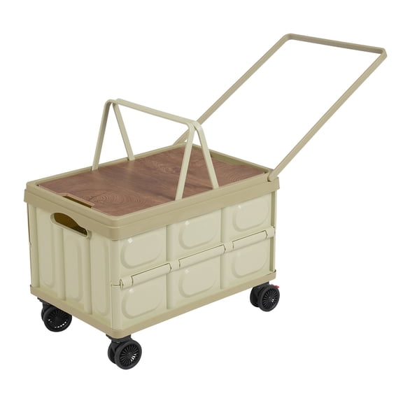 Miumaeov 55l Foldable Cart Green Large Capacity Container Outdoor Storage Box With 4Wheel