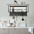 thumbnail image 1 of Miumaeov 55lbs Wall-mounted Cabinet with Flip-Up Door Kitchen Storage Organizer Shelf Wall Locker with Hooks, 1 of 18