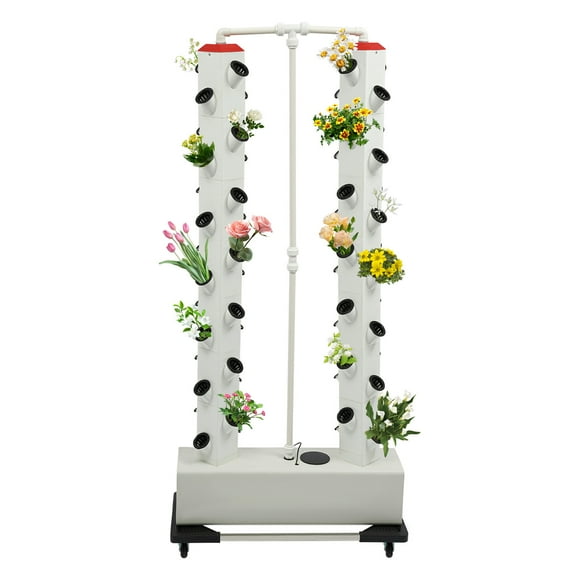 Miumaeov 56 Holes Hydroponics Vertical Planter Germination Kit Vertical Growing Kit Garden Tower Grow System 30L