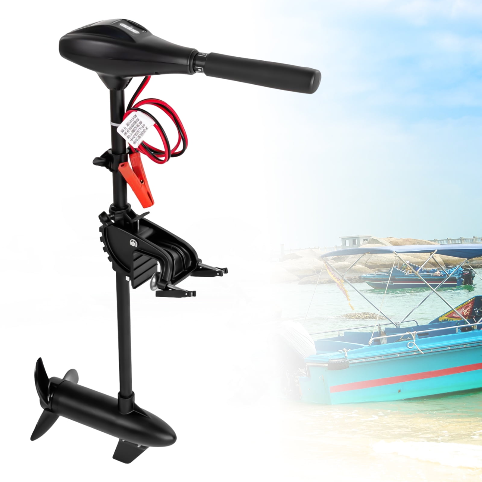 Miumaeov 58 lbs 12V 612W Electric Outboard Motor, Marine Propeller for