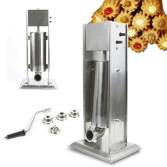 Miumaeov 5L Vertical Churros Machine, Manual Latin Fruit Machine with 4 Nozzles, Stainless Steel Spainish Donut Making Machine for Tea Restaurant, Coffee Shop, Beverage Shop