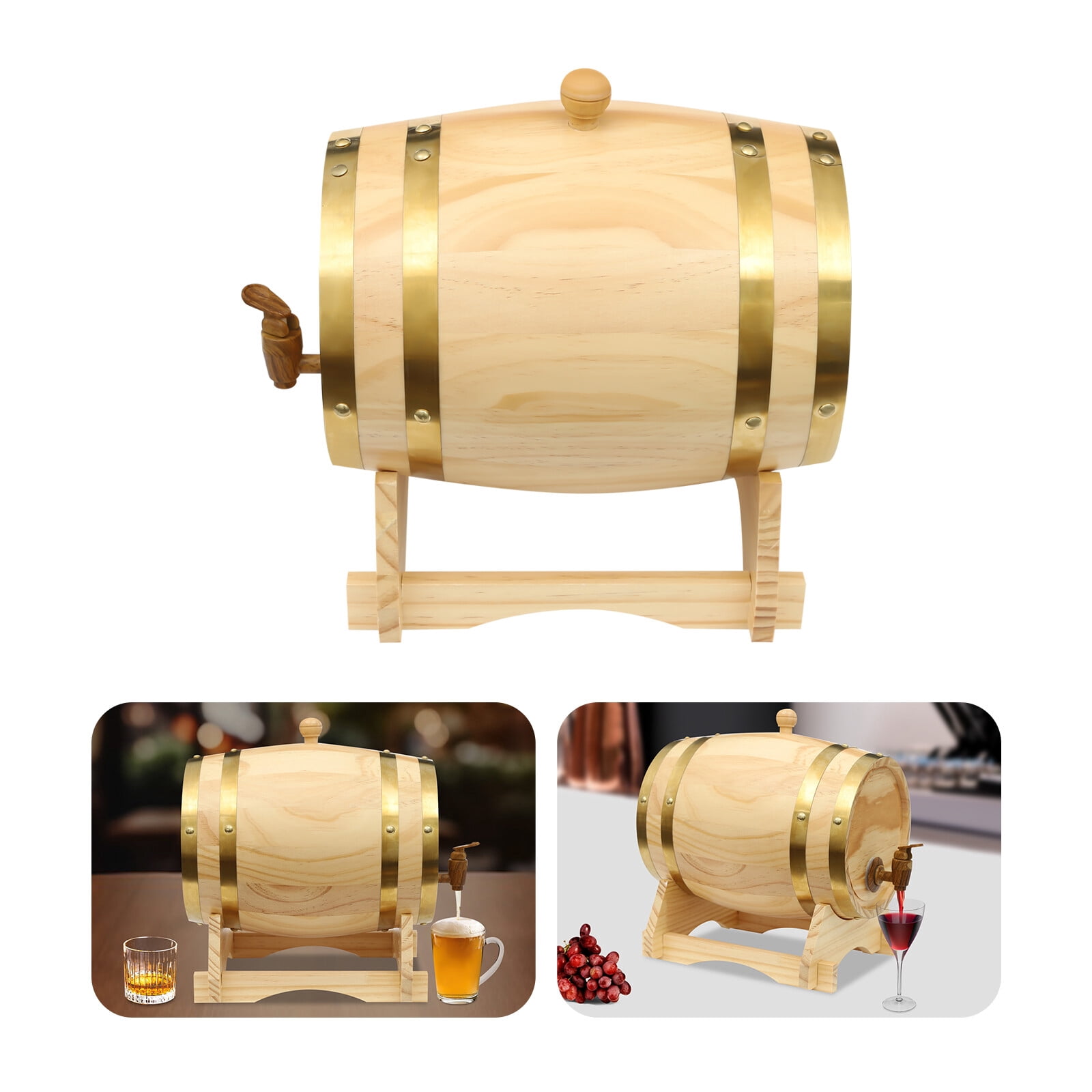 Miumaeov 5L Wine Barrel Pine Wood Wine Bucker Homebrew Beer Whisky ...