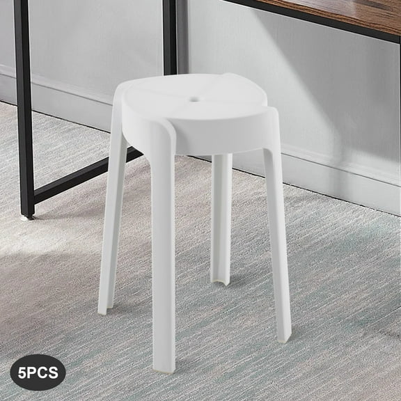 Miumaeov 5pcs 18" Plastic Stack Nesting Stools Portable Stackable Stools Stacking Chairs Backless Bar Stool for Kids School Classroom Decoration Round Stools Flexible Seating