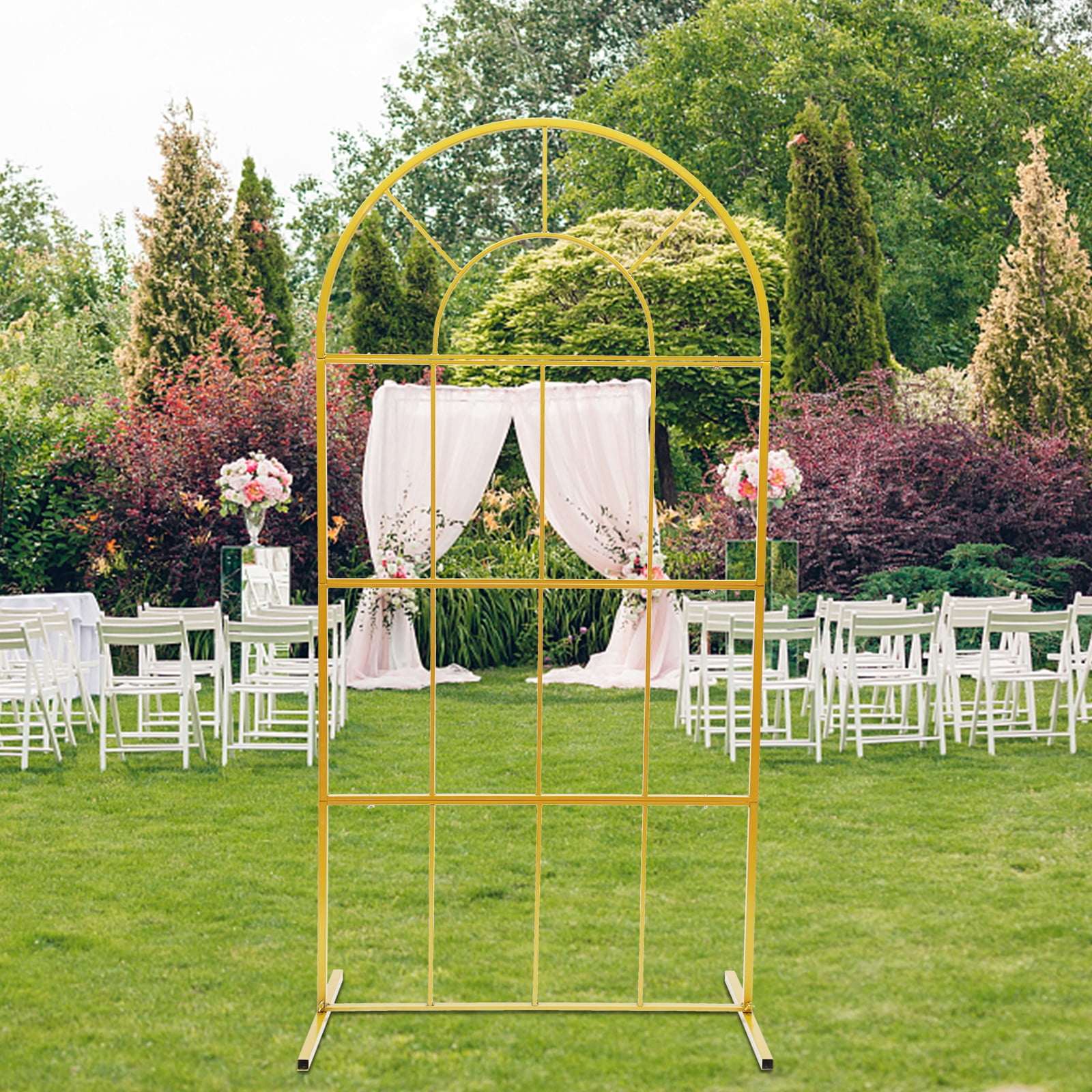Wedding Rack Miumaeov 6.6ft Gold Round Metal Wreath Arch Backdrop Stand Wedding ...