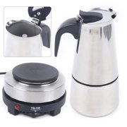 Miumaeov 4-Cup Stainless Steel Stovetop Espresso Maker Classic Cafe Percolator Maker Electric Coffee Coffee Pot with Stove for Office Home Use 110V