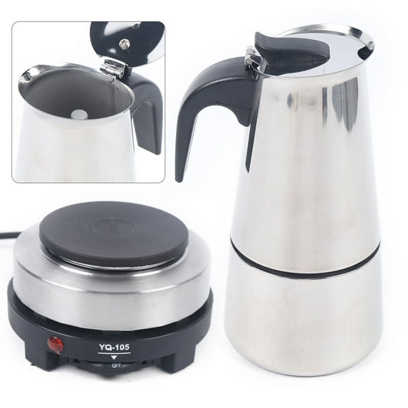 Miumaeov 6-Cup Coffee Maker Stovetop Espresso Coffee Maker Moka Coffee Pot with Electric Stove Stainless Steel Stovetop Moka Pot Espresso Coffee Maker