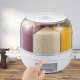 thumbnail image 1 of Miumaeov 6-Grid 360° Rotating Grain Dispenser Kitchen Dry Food Rice Container Cereal Storage Tank, 1 of 15