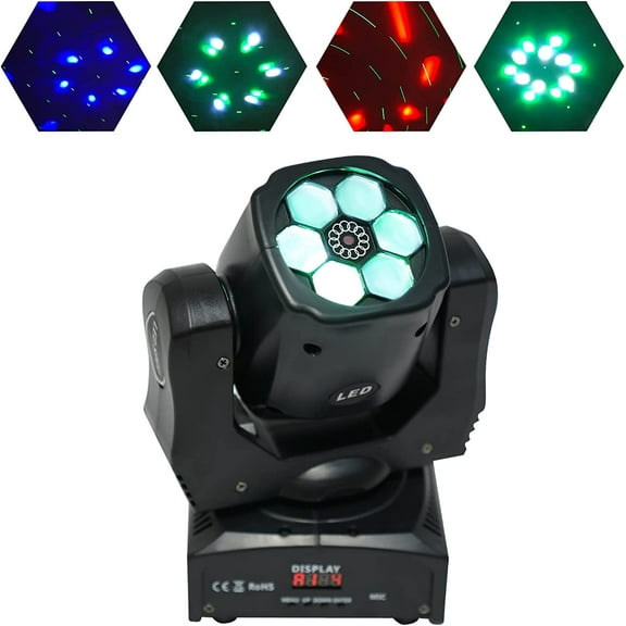 Miumaeov 6 LED 100W Moving Head Light RGBW DMX Beam Stage Strobe Lighting DJ Disco Show