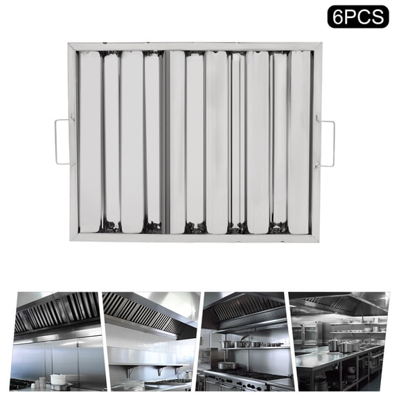 Miumaeov 6-Pack Commercial Hood Filter Exhaust Hood Square Range Hood Stainless Steel