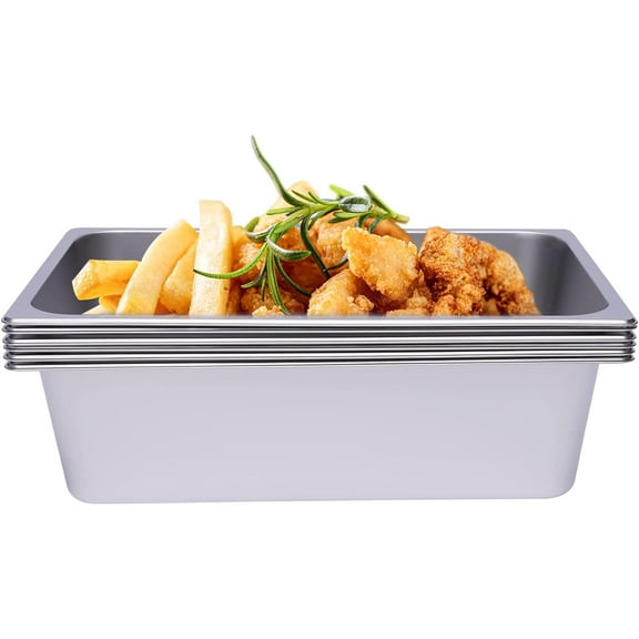 Miumaeov 6-Pack Full Size Steam Table Pans Commercial Restaurant Steam Table Pans Food Container 201 Stainless Steel Hotel Pan