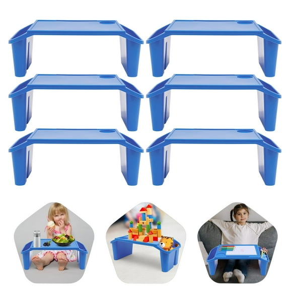 Miumaeov 6 Pack PP Kids Lap Desk Trays Portable Stackable Activity Table Breakfast Table Tray with Side Pockets