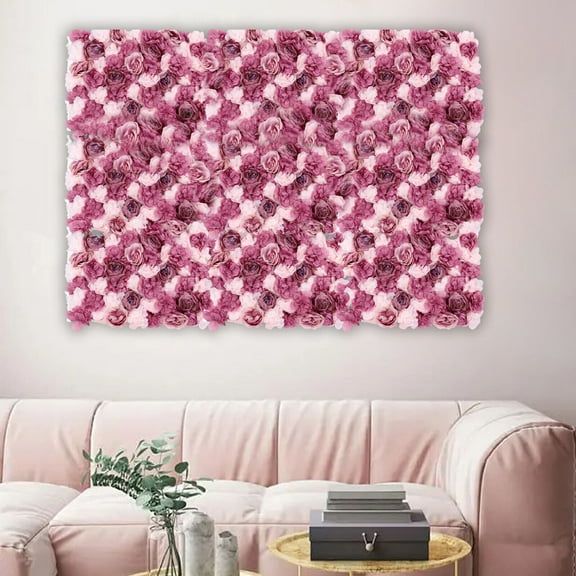Miumaeov 6 Pcs Artificial Flowers Wall Mauve and Pink Romantic Flower Wall for Background Decoration Silk Flower Roses Hanging Wall Panel Wedding Photography Venue Main Road Decor