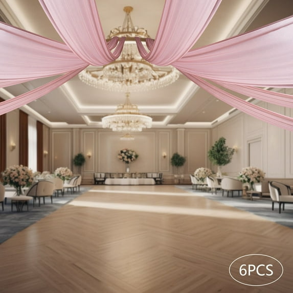 Miumaeov 6 Piece Ceiling Drapes Wedding Decoration Ceiling Drapery Wedding Arch Drapery Fabric Tulle Curtains
