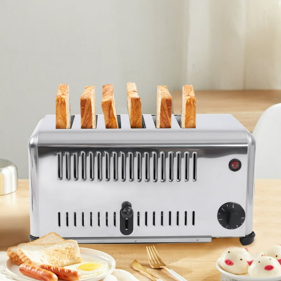 Miumaeov 6-Slice Toaster Stainless Steel Toast Bread Waffle Machine Bread Baking With Timing