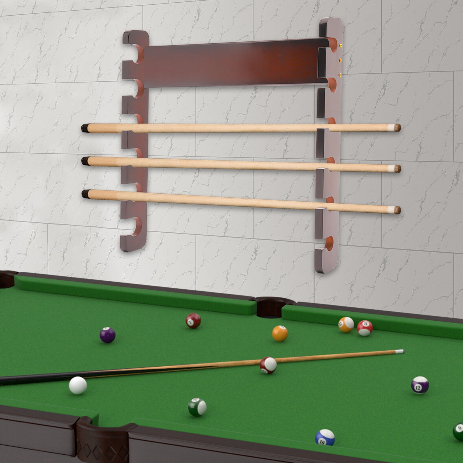 Miumaeov 6 Sticks Pool Cue Rack Wall Mounted Billiard Cue Holder ...