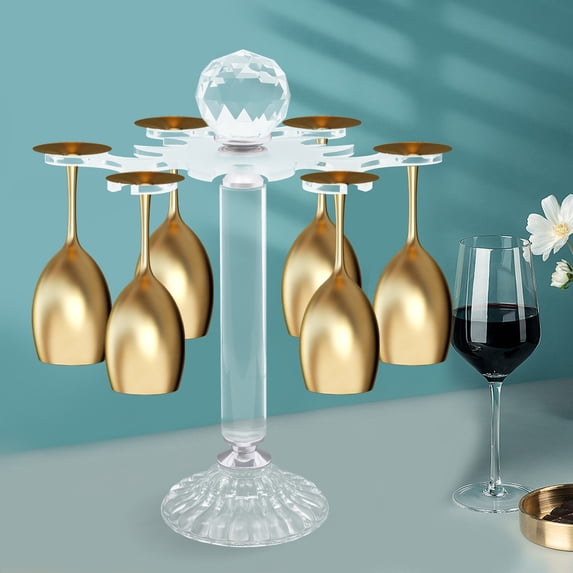 Miumaeov 6 Wine Glass Storage Holder Crystal Glass Wine Glass Down Hanging Cup Organizer Acrylic Drying Rack for Home Bar