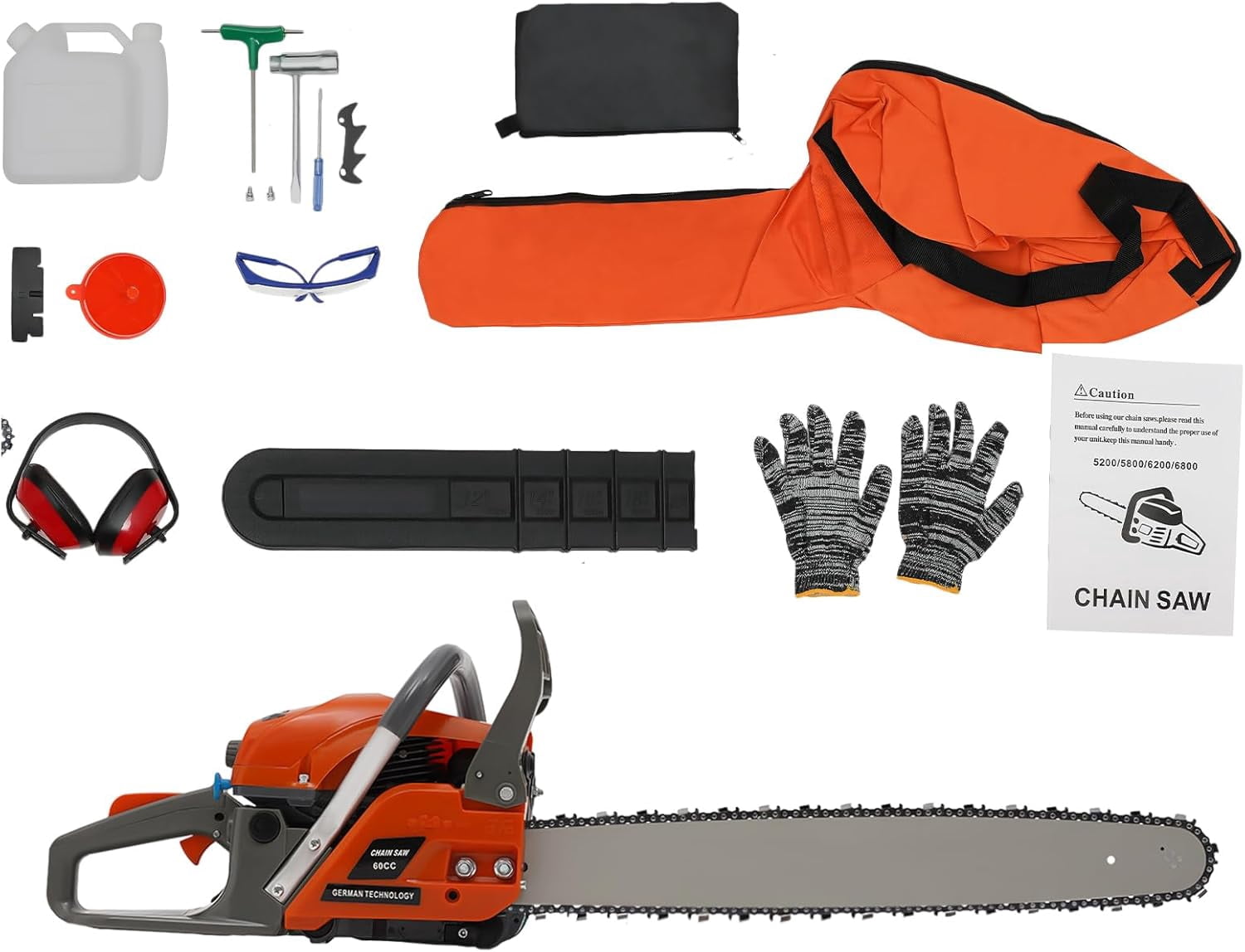 Miumaeov 60CC Gas Chainsaws,2 Stroke Power Chain Saws,22 Inch Petrol Gasoline Chain Saw,Single Cylinder,Air-cooled,Hand Pull Start for Forest Harvesting,Cutting Wood
