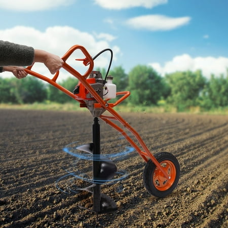 Miumaeov 63CC 3HP Gas Powered Post Hole Digger Wheelbarrow Earth Auger Ground Drill with 11'' Bit