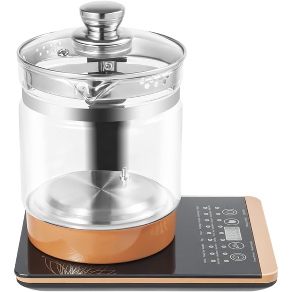 Miumaeov 63oz Electric Glass Kettle with 18 Smart Menus & Temperature Control,Multi-Function Tea Maker w/Filter,Anti-Dry Burn,110V Fast Boil 800W