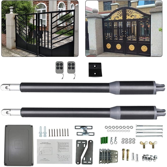 Miumaeov 650lb Automatic Gate Opener Kit, Heavy Duty Dual Gate Operator for Dual Swing Gates, IP55 Waterproof, Running Speed 1.6 cm/S, Auto-Stop Adjust Opening/ Closing Interval Time