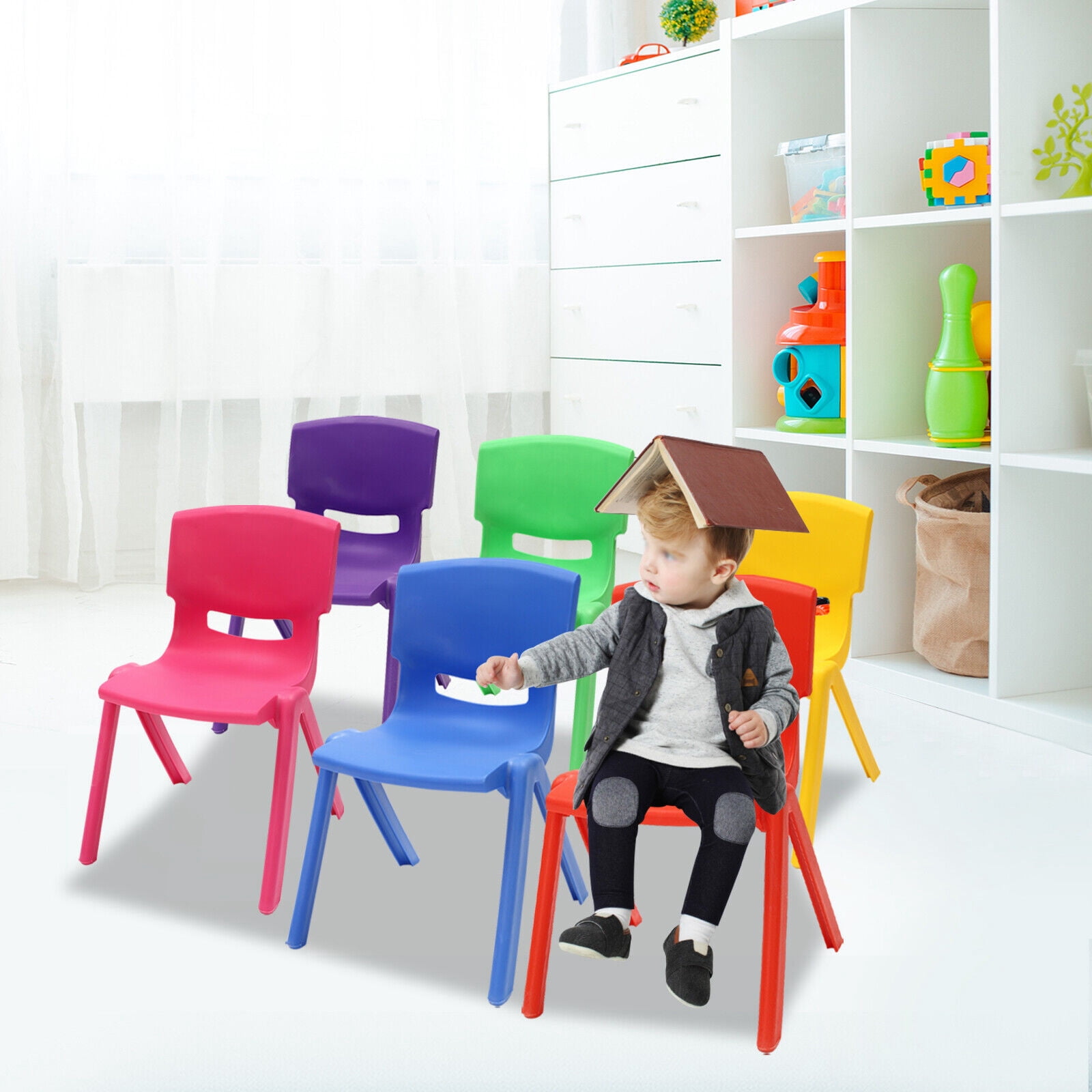 Miumaeov 6PCS Colorful School Stackable Chairs Plastic Classrooms