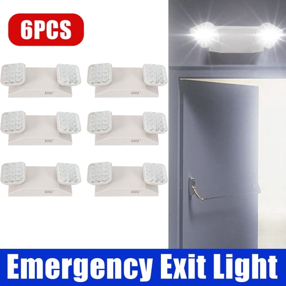 Miumaeov 6Pack LED Emergency Lights Adjustable Dual Head Exit Light Wall Mount Emergency Lighting