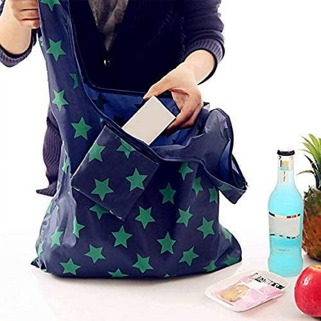 Miumaeov 6Pcs Grocery Bags Reusable Colorful Foldable Shopping Bags Washable Lightweight Tote Bags